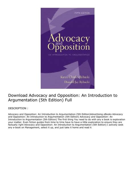 Advocacy and Opposition: An Introduction to Argumentation (5th Edition) Ebook Ebook Doc